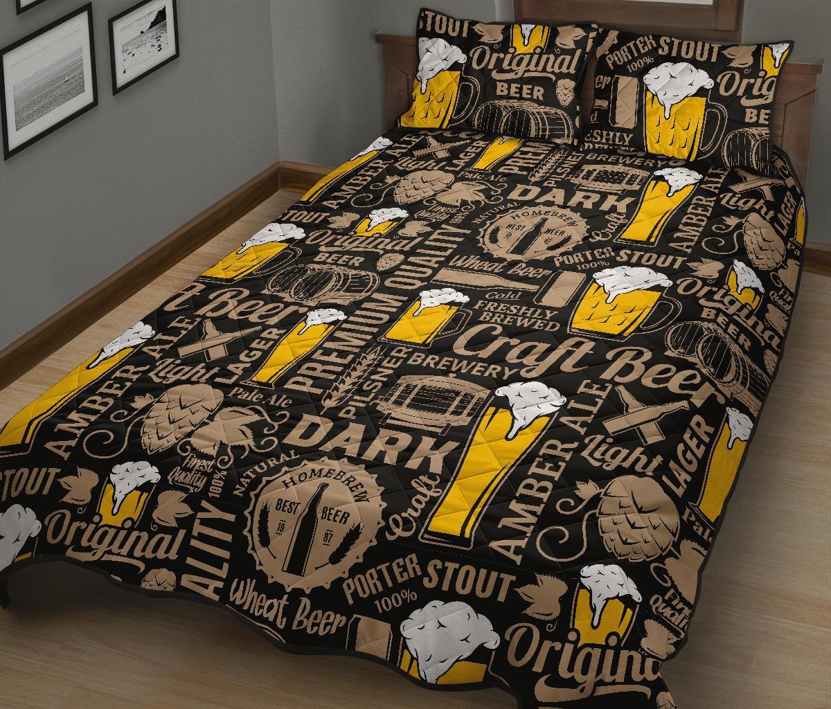 Craft Beer Print Pattern Bed Set Quilt-grizzshop