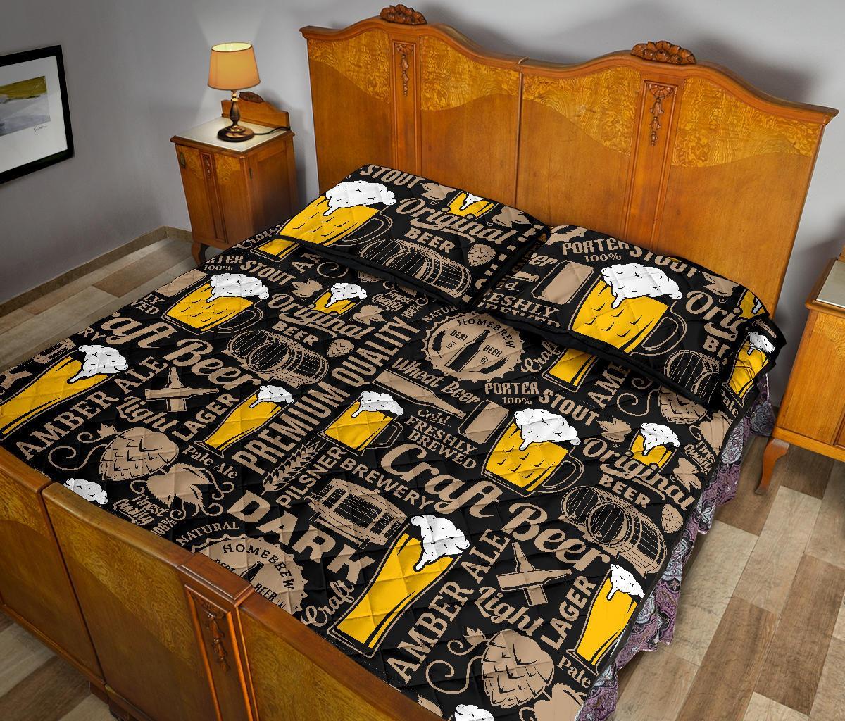 Craft Beer Print Pattern Bed Set Quilt-grizzshop