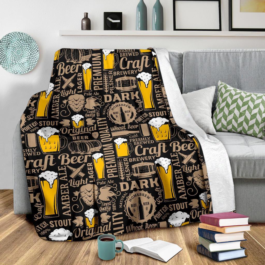 Craft Beer Print Pattern Blanket-grizzshop