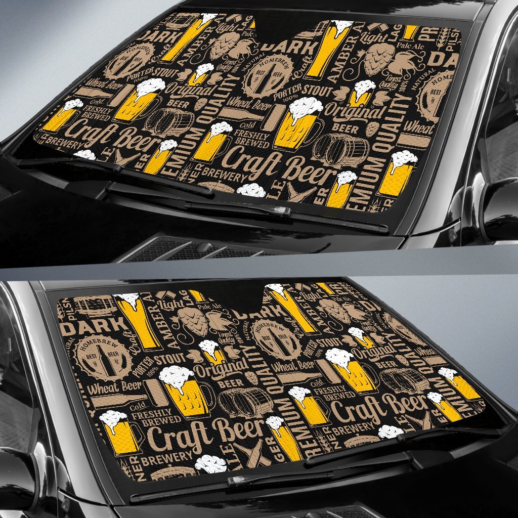 Craft Beer Print Pattern Car Sun Shade-grizzshop