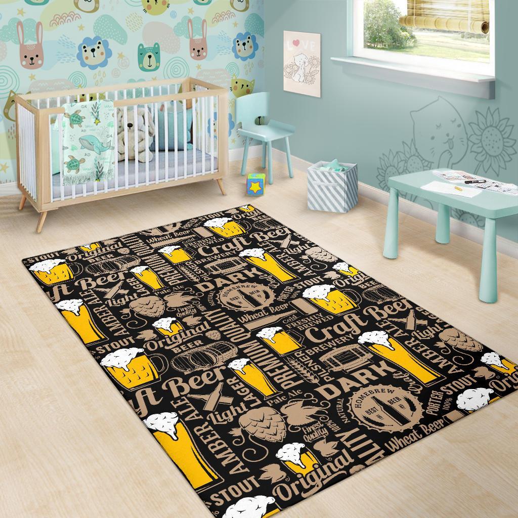Craft Beer Print Pattern Floor Mat-grizzshop