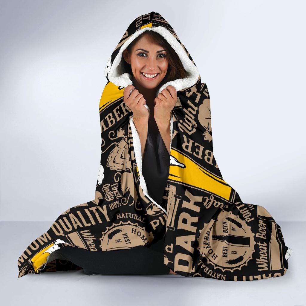 Craft Beer Print Pattern Hooded Blanket-grizzshop