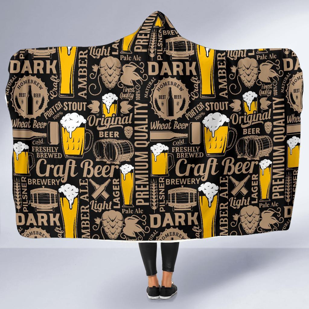 Craft Beer Print Pattern Hooded Blanket-grizzshop