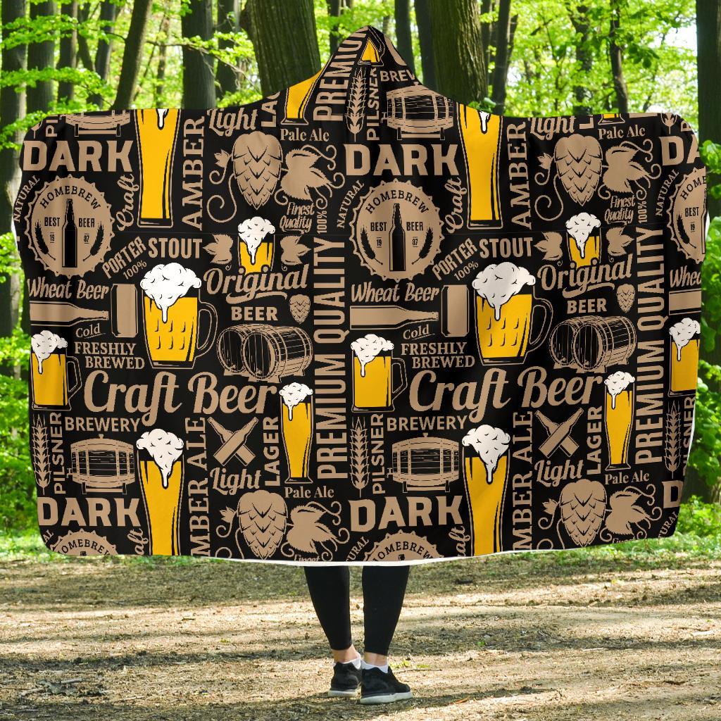 Craft Beer Print Pattern Hooded Blanket-grizzshop