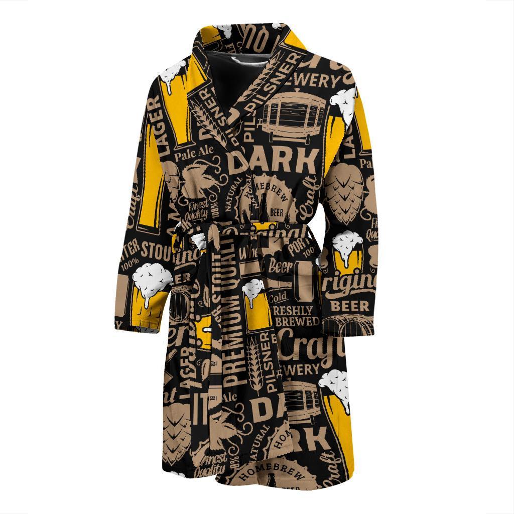 Craft Beer Print Pattern Men Long Robe-grizzshop