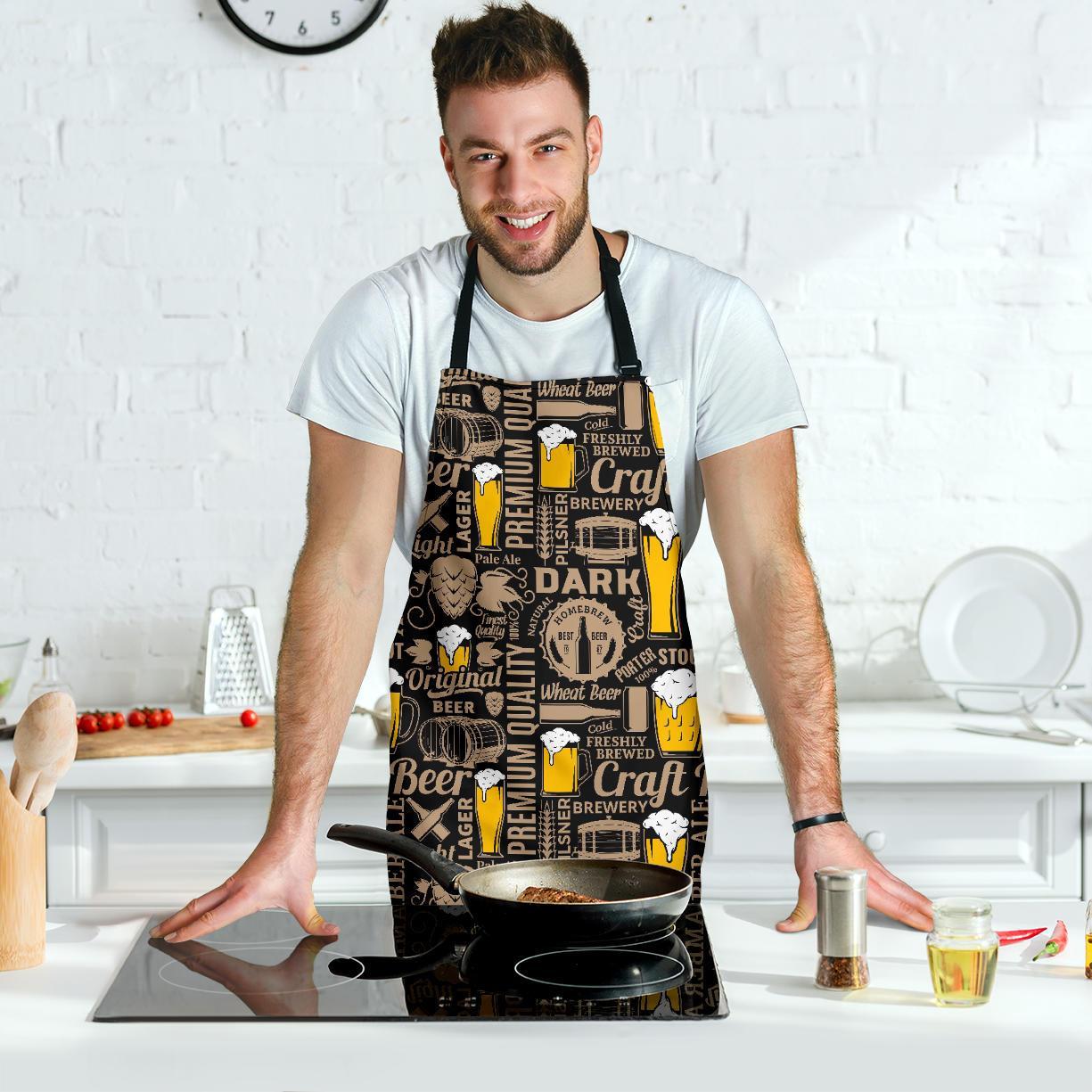 Craft Beer Print Pattern Men's Apron-grizzshop