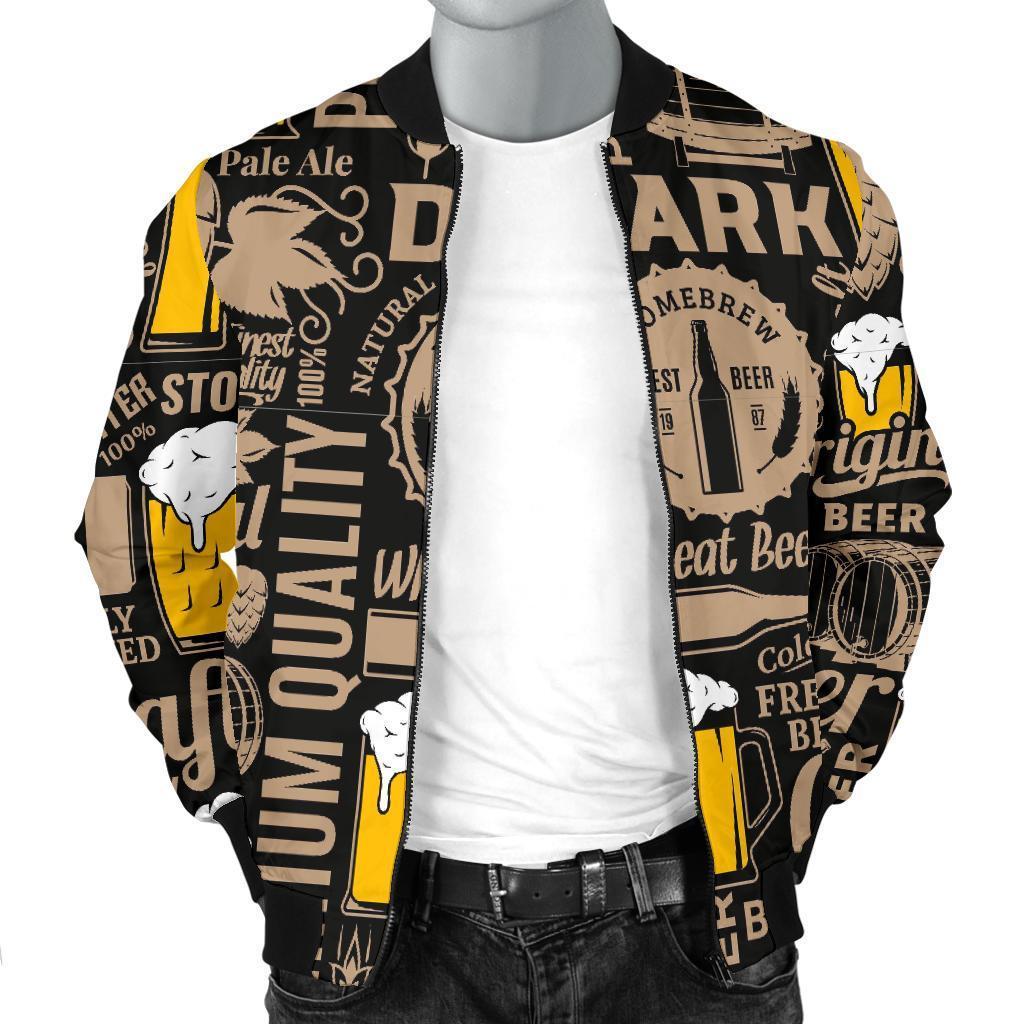 Craft Beer Print Pattern Men's Bomber Jacket-grizzshop