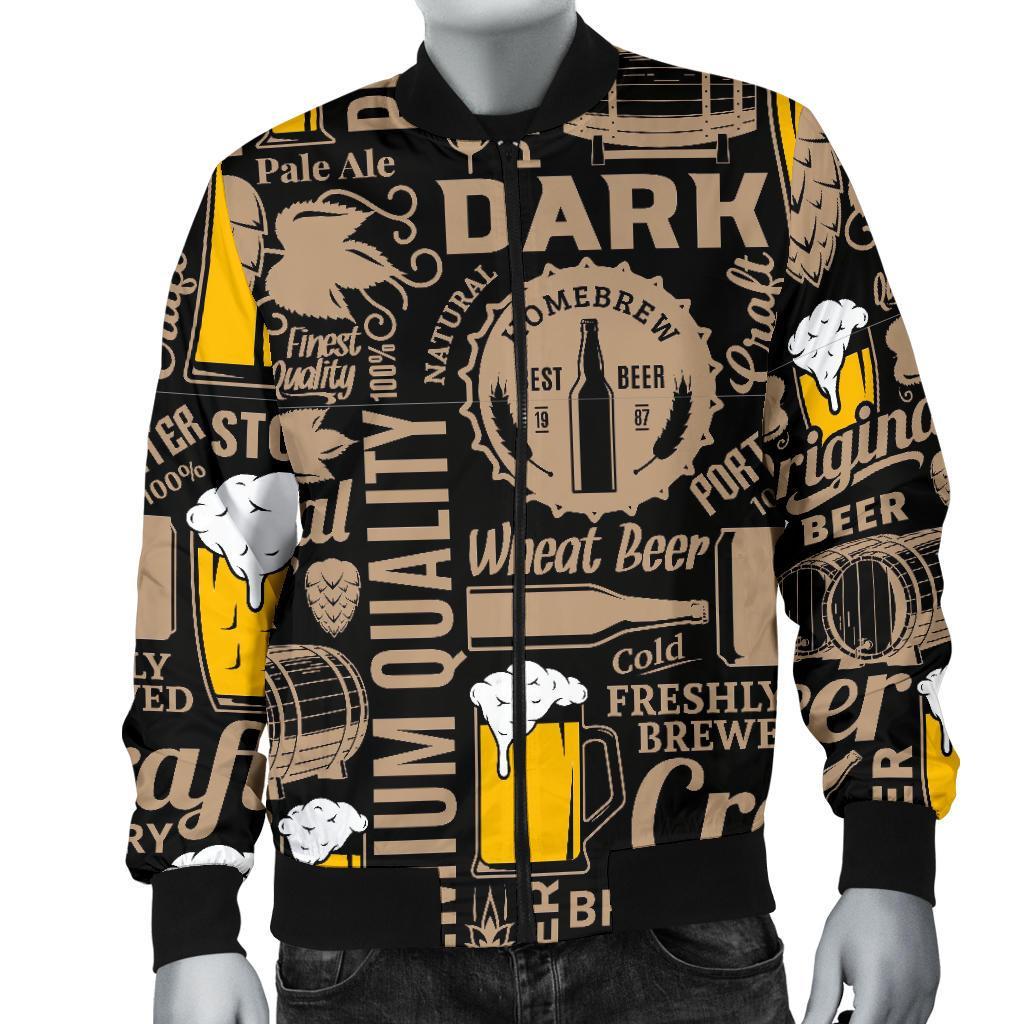 Craft Beer Print Pattern Men's Bomber Jacket-grizzshop