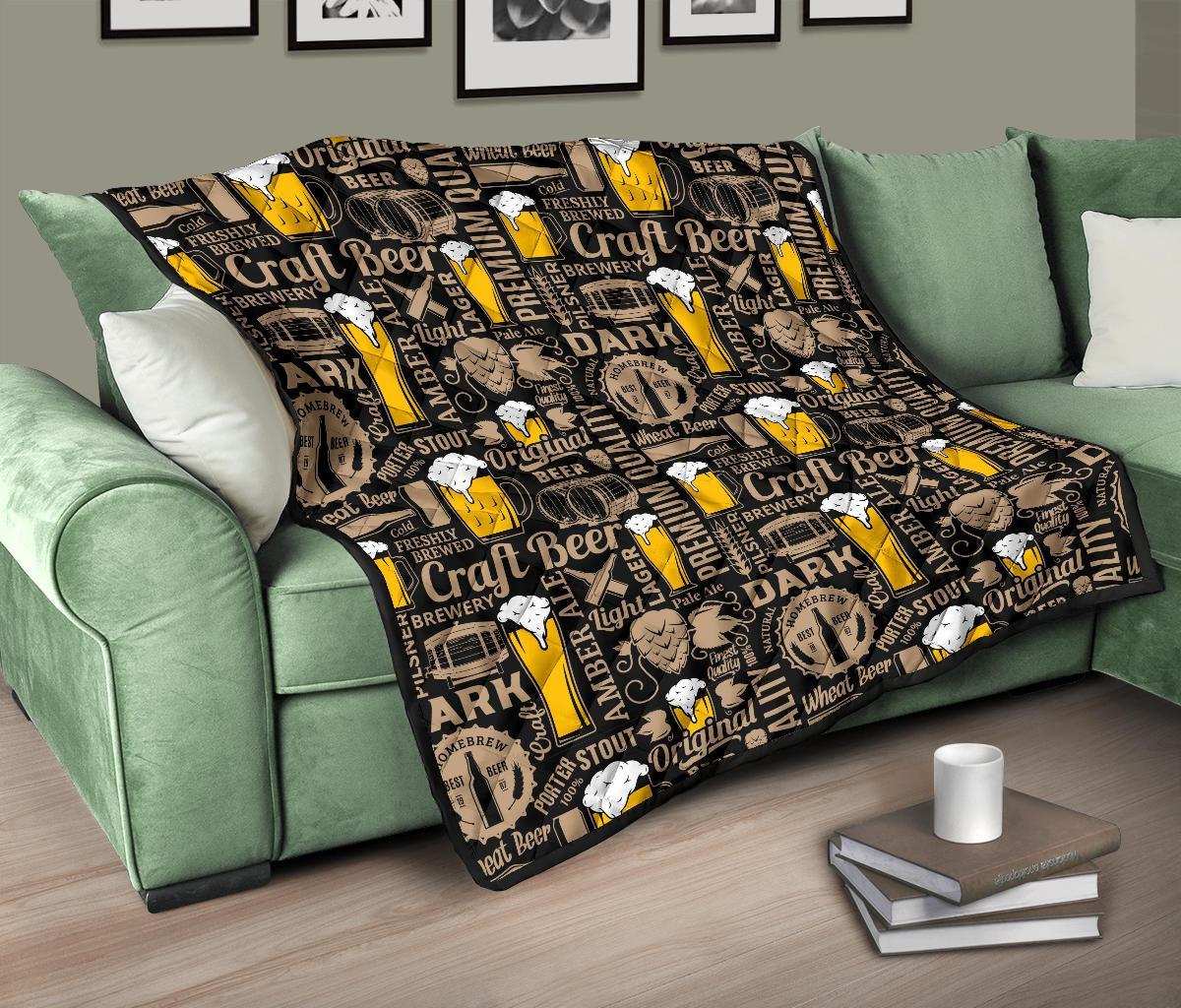 Craft Beer Print Pattern Quilt-grizzshop