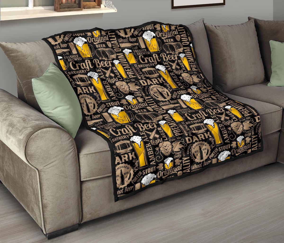 Craft Beer Print Pattern Quilt-grizzshop