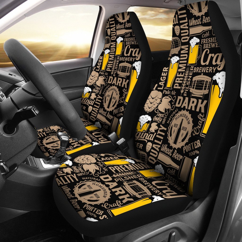 Craft Beer Print Pattern Universal Fit Car Seat Covers-grizzshop