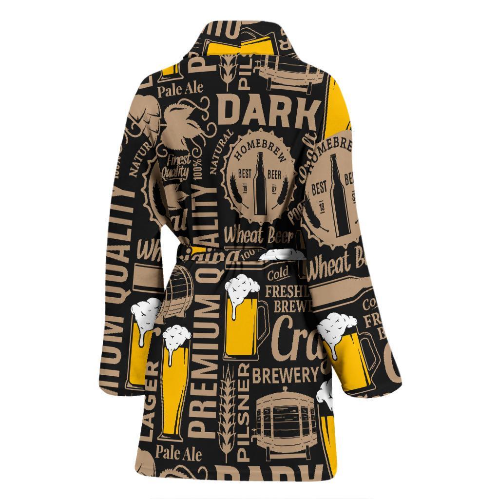 Craft Beer Print Pattern Women Long Robe-grizzshop