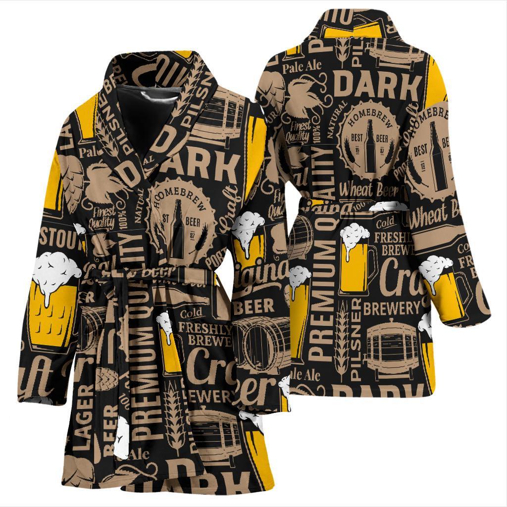 Craft Beer Print Pattern Women Long Robe-grizzshop