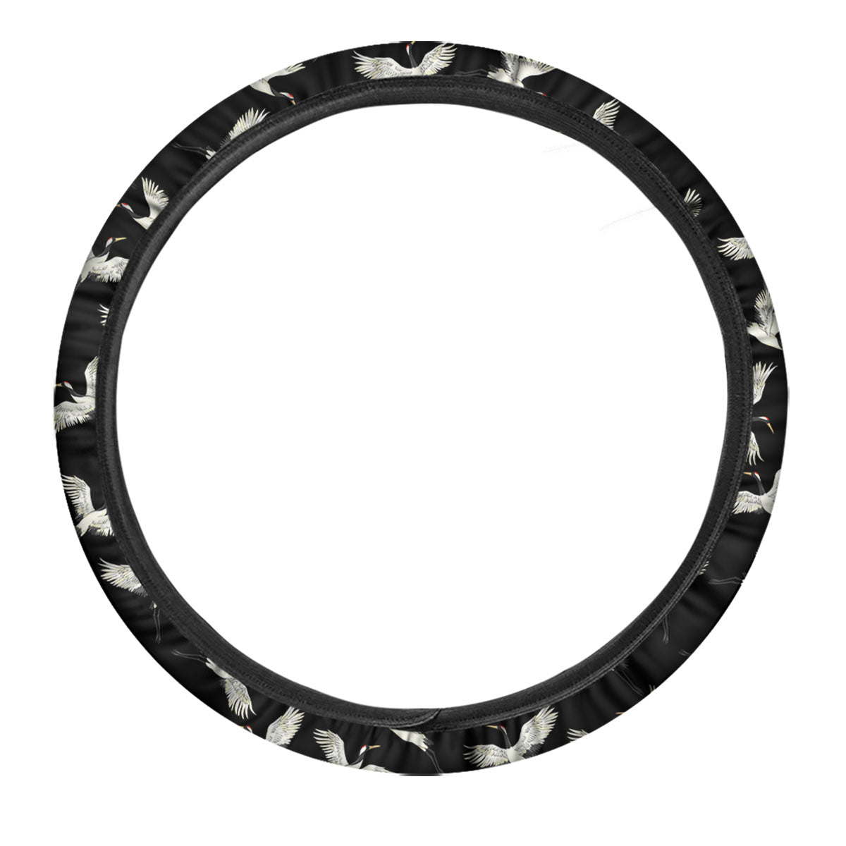 Crane Bird Flying Print Pattern Car Steering Wheel Cover-grizzshop