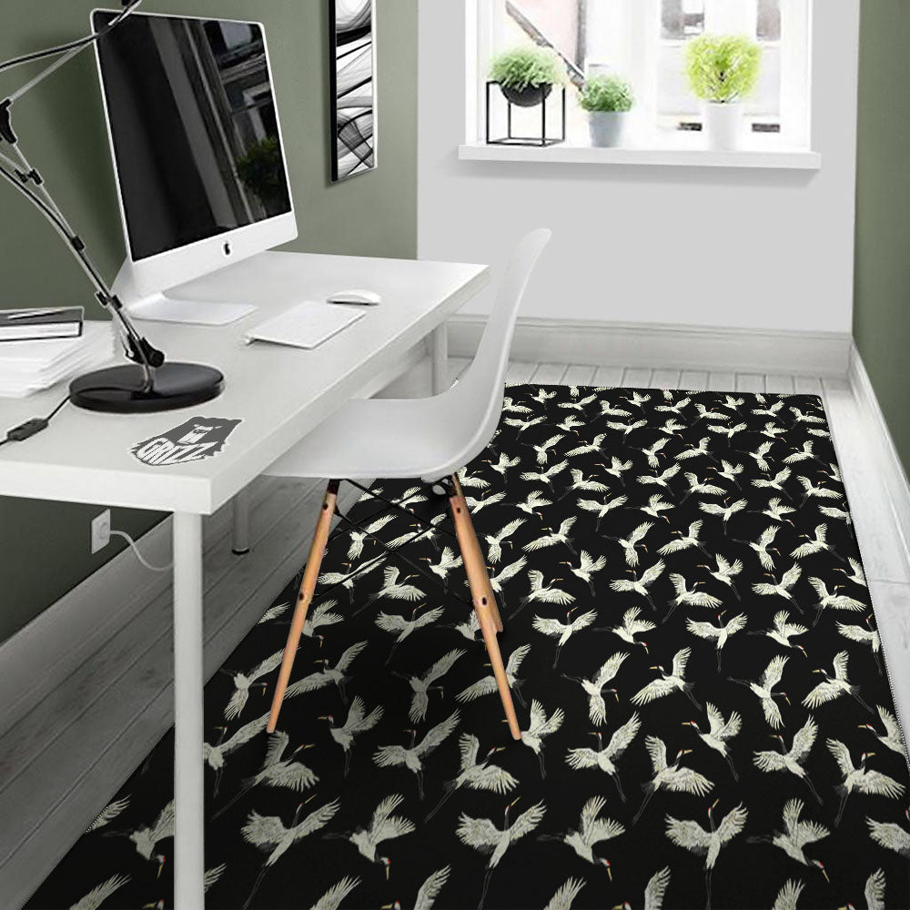 Crane Bird Flying Print Pattern Floor Mat-grizzshop