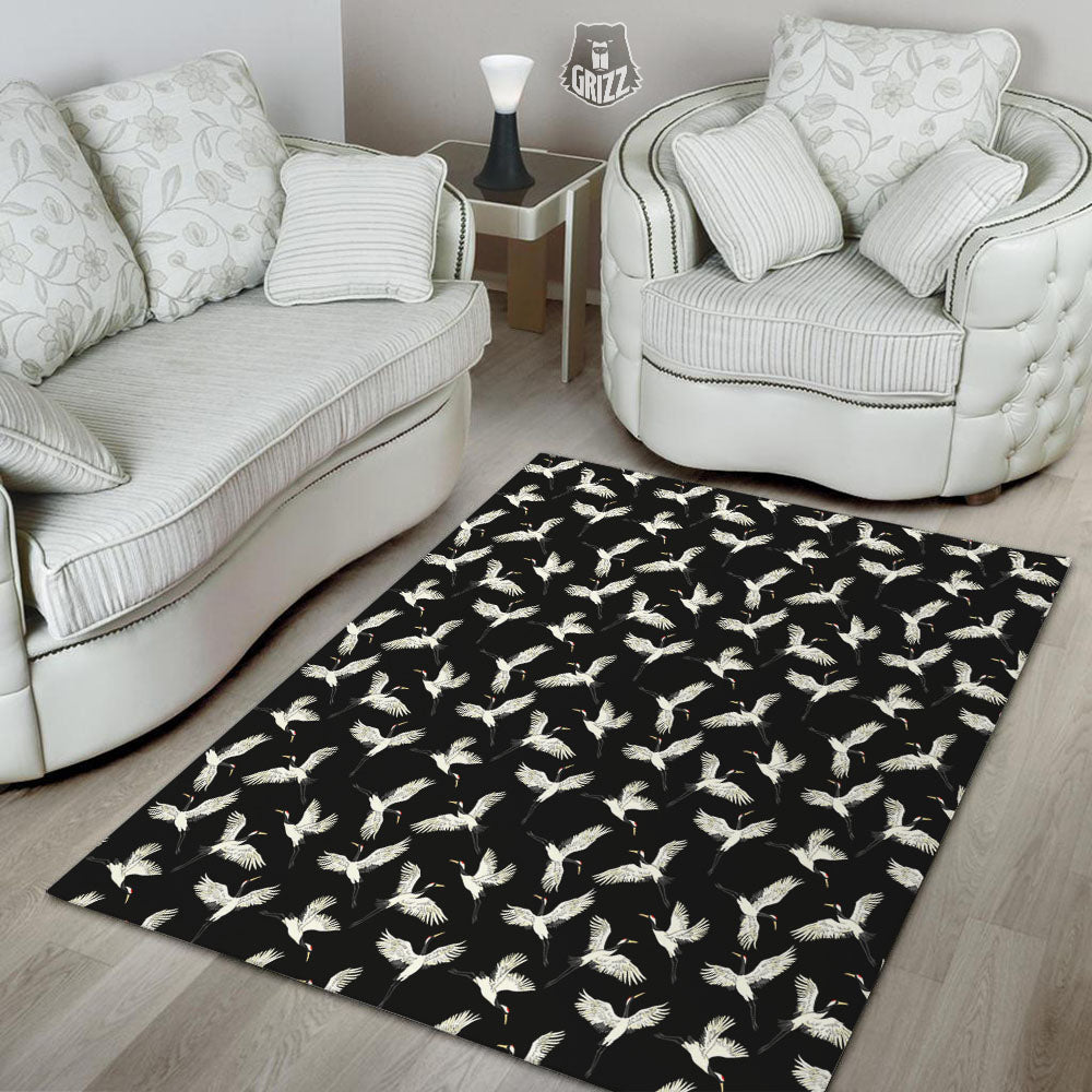 Crane Bird Flying Print Pattern Floor Mat-grizzshop