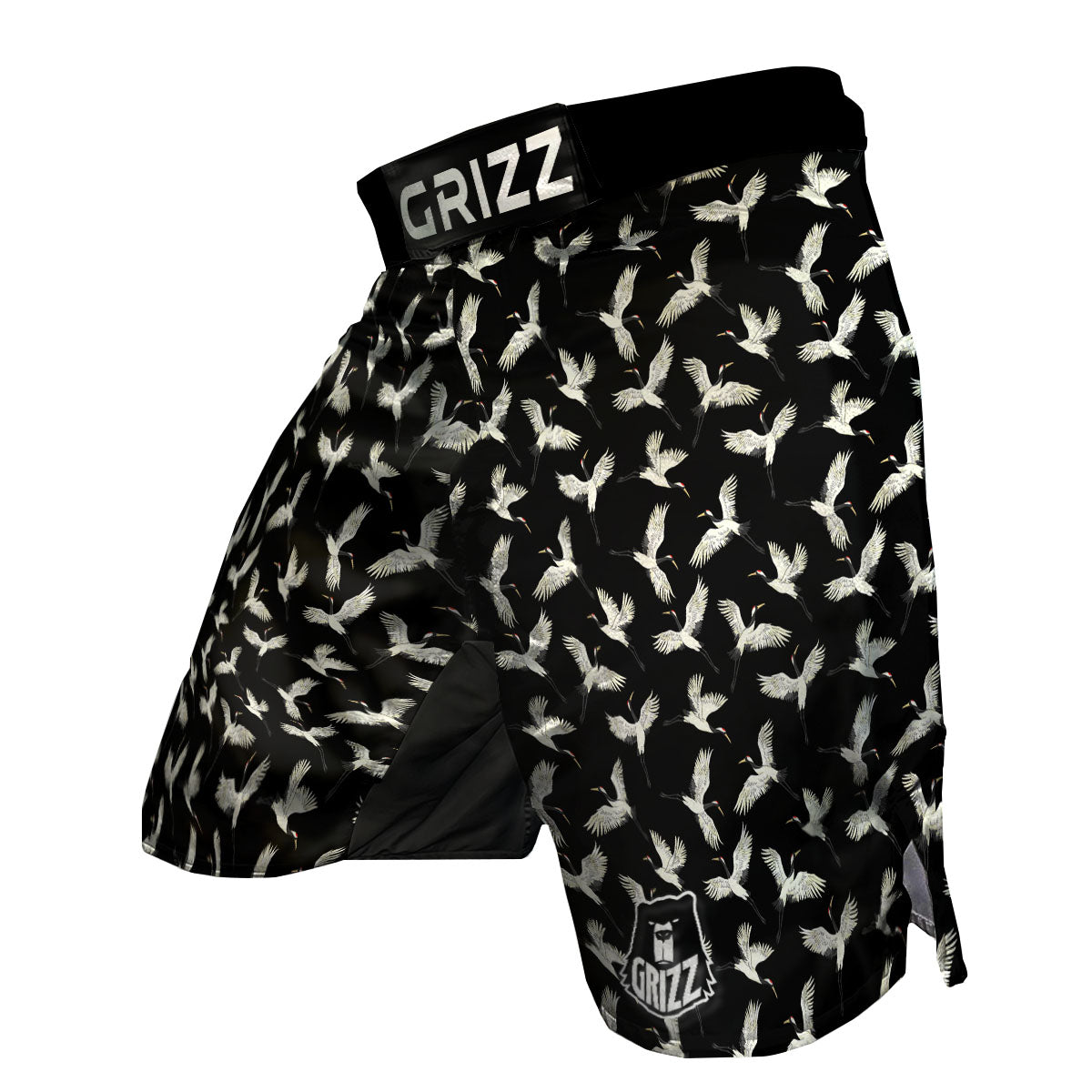 Crane Bird Flying Print Pattern MMA Shorts-grizzshop
