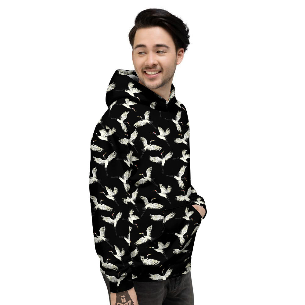 Crane Bird Flying Print Pattern Men's Hoodie-grizzshop