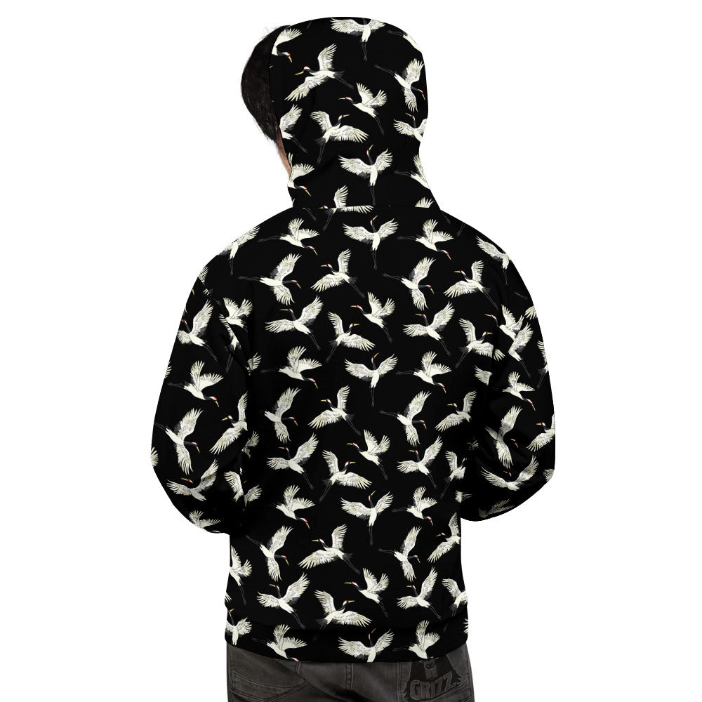 Crane Bird Flying Print Pattern Men's Hoodie-grizzshop