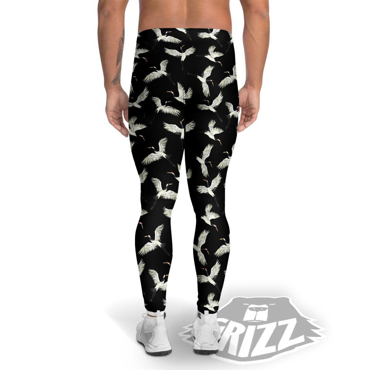 Crane Bird Flying Print Pattern Men's Leggings-grizzshop