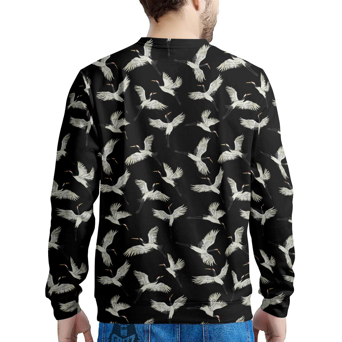 Crane Bird Flying Print Pattern Men's Sweatshirt-grizzshop