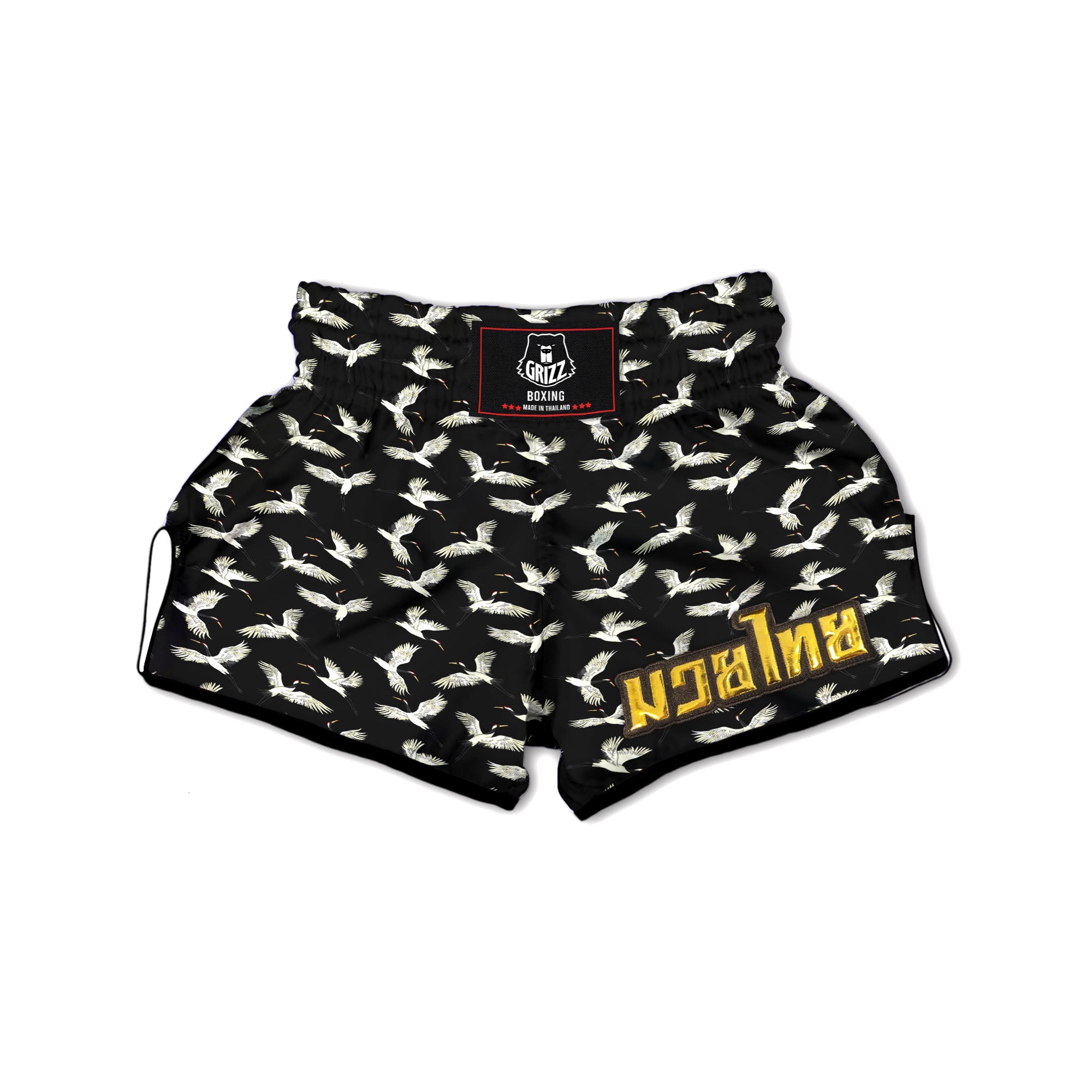 Crane Bird Flying Print Pattern Muay Thai Boxing Shorts-grizzshop