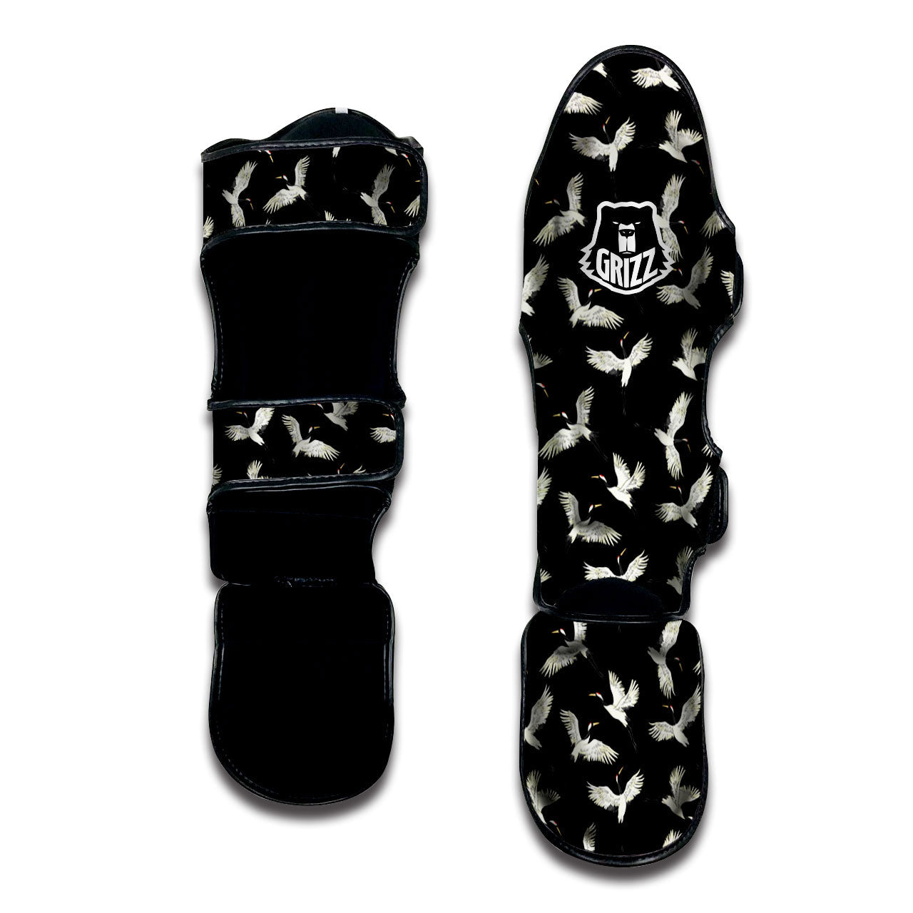 Crane Bird Flying Print Pattern Muay Thai Shin Guards-grizzshop