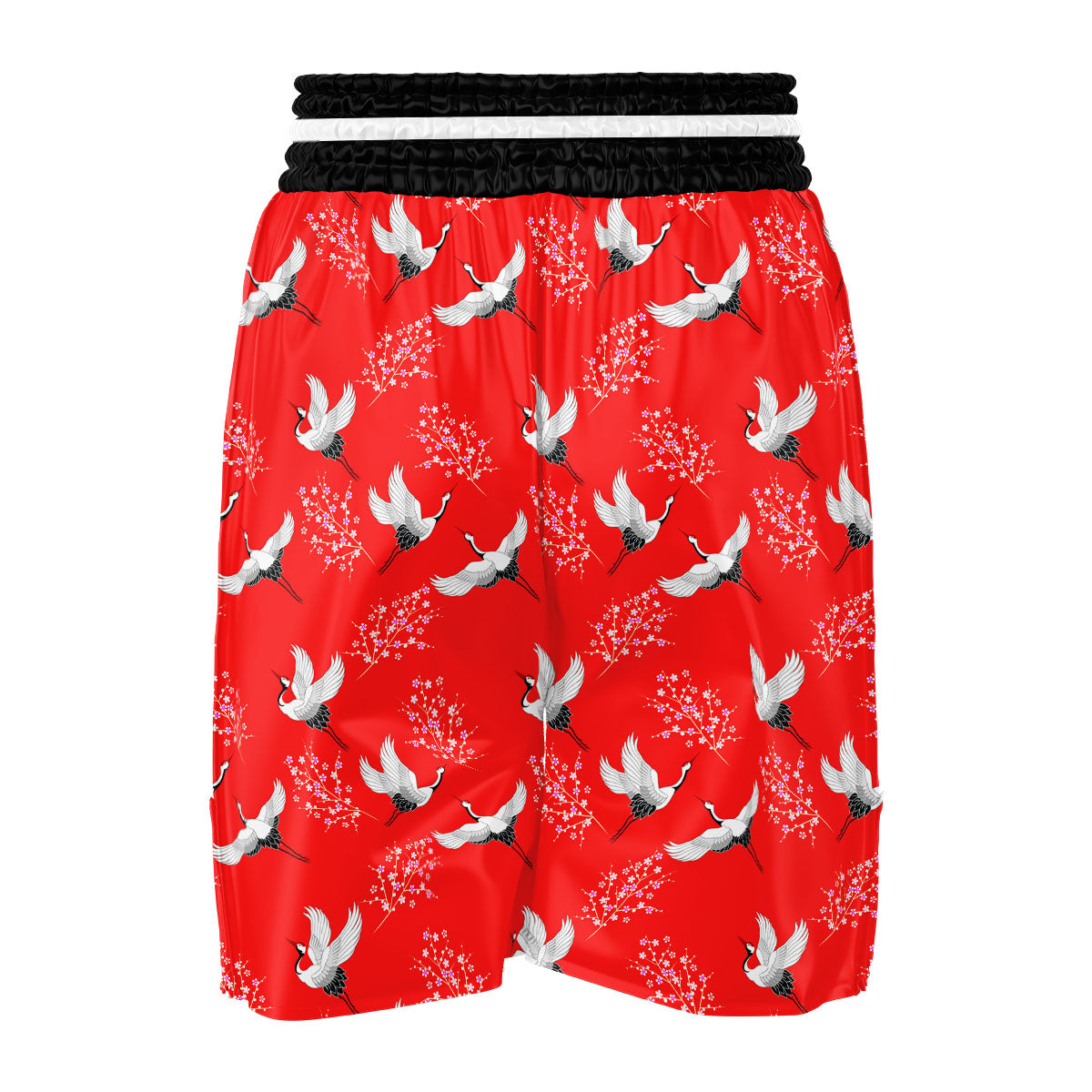 Crane Bird Japanese Print Pattern Boxing Shorts-grizzshop