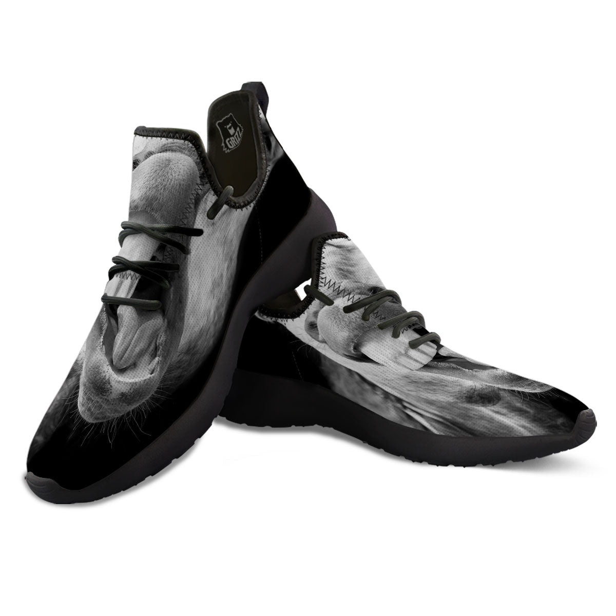 Crazy Donkey White And Black Print Black Athletic Shoes-grizzshop