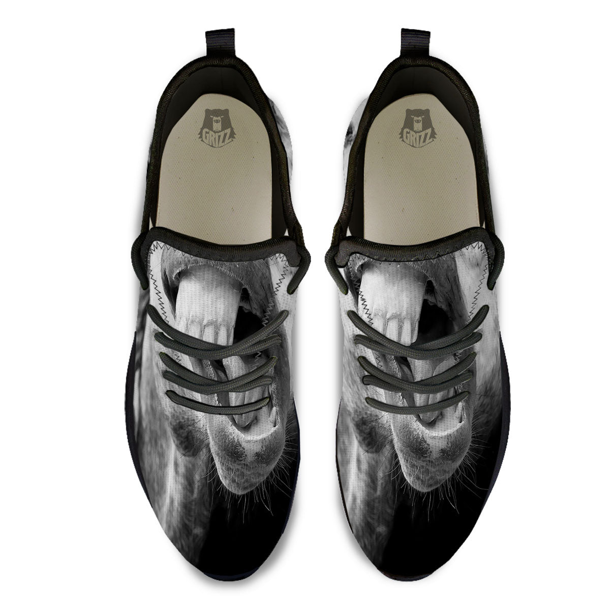 Crazy Donkey White And Black Print Black Athletic Shoes-grizzshop