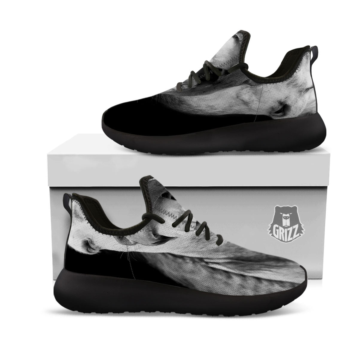 Crazy Donkey White And Black Print Black Athletic Shoes-grizzshop