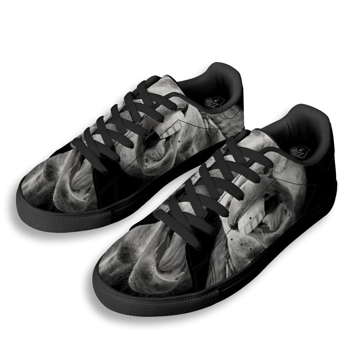 Crazy Donkey White And Black Print Black Low Top Sneakers-grizzshop
