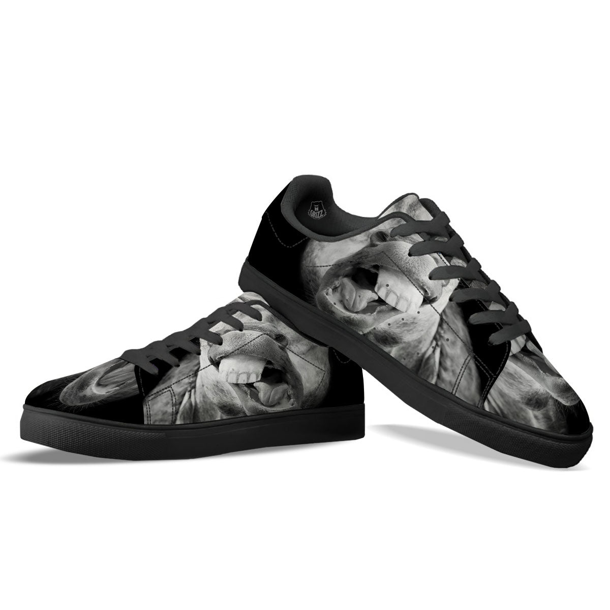 Crazy Donkey White And Black Print Black Low Top Sneakers-grizzshop