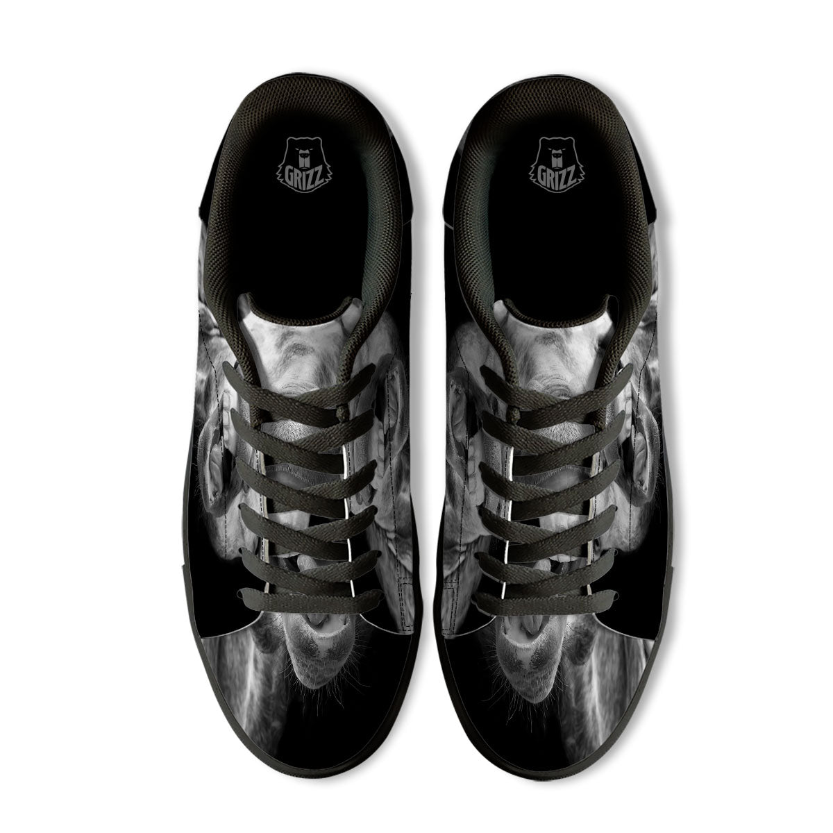 Crazy Donkey White And Black Print Black Low Top Sneakers-grizzshop