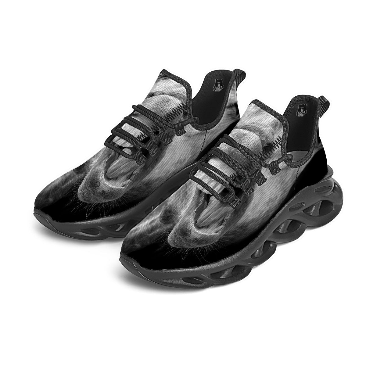 Crazy Donkey White And Black Print Black Running Shoes-grizzshop