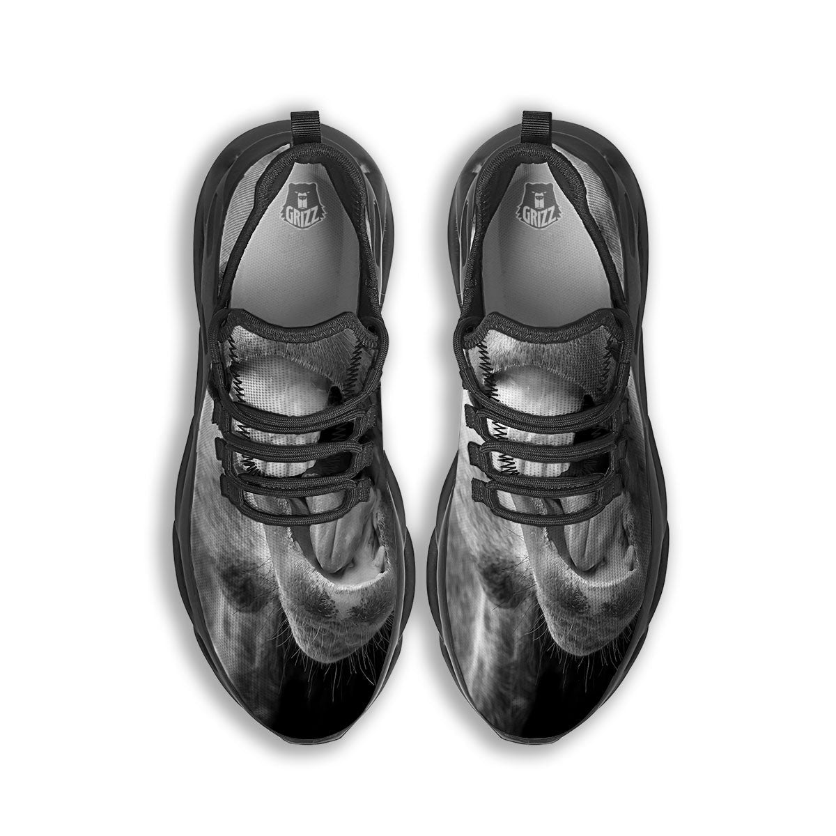 Crazy Donkey White And Black Print Black Running Shoes-grizzshop