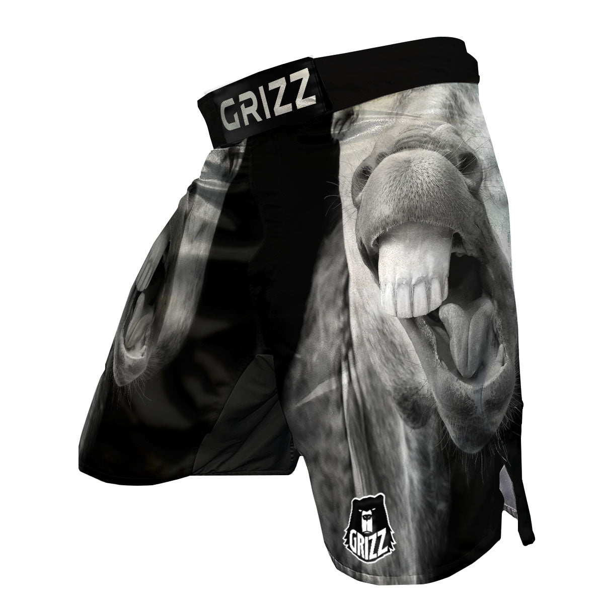 Crazy Donkey White And Black Print MMA Shorts-grizzshop