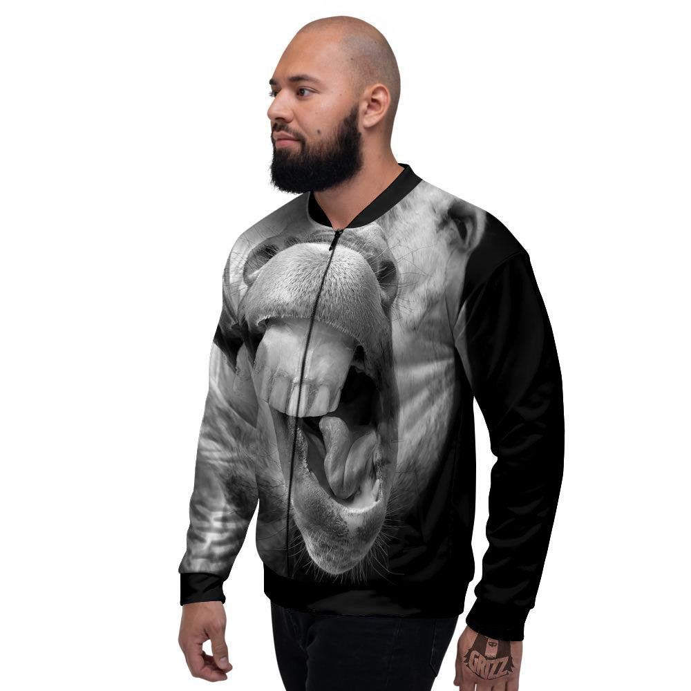 Crazy Donkey White And Black Print Men's Bomber Jacket-grizzshop