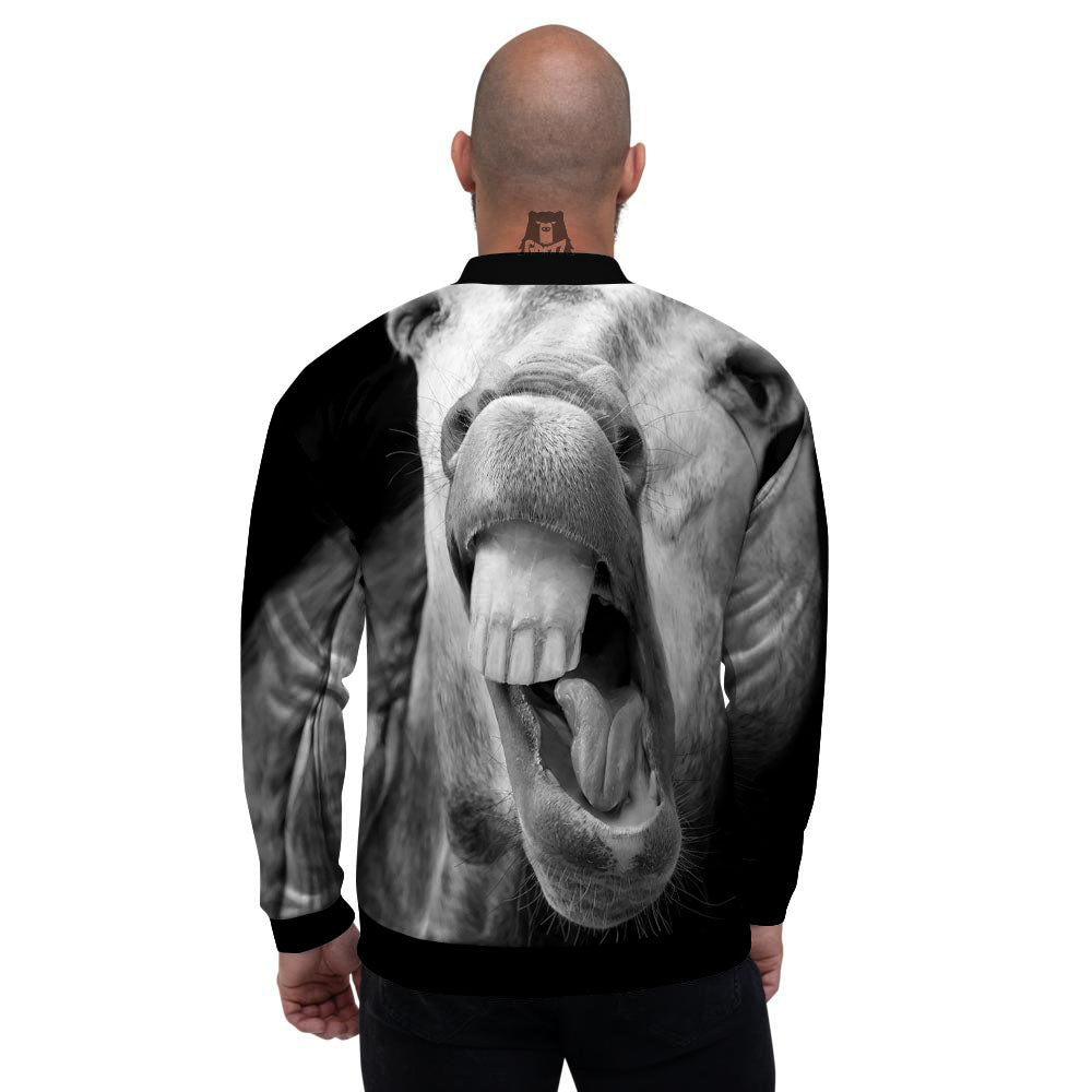 Crazy Donkey White And Black Print Men's Bomber Jacket-grizzshop
