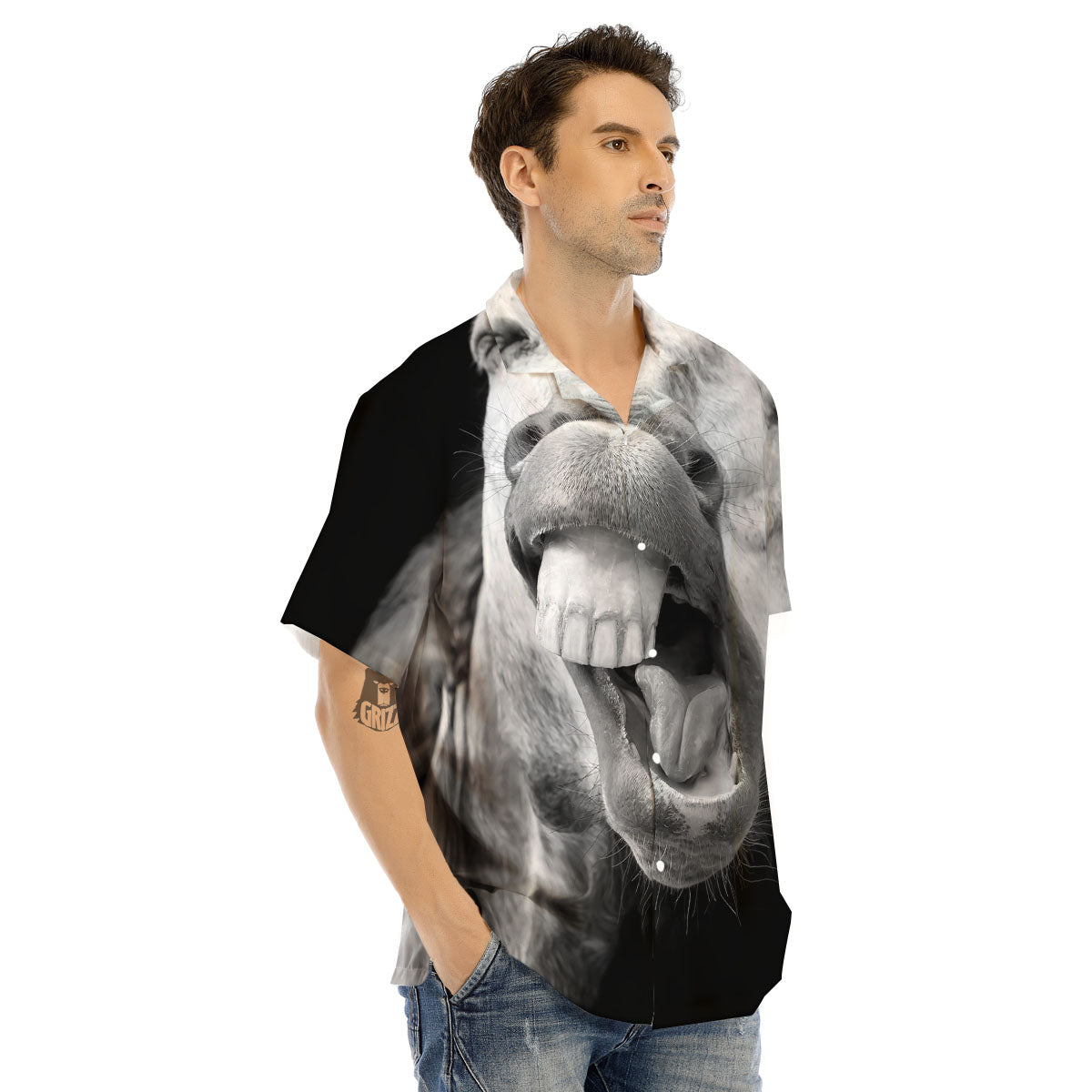 Crazy Donkey White And Black Print Men's Hawaiian Shirt-grizzshop