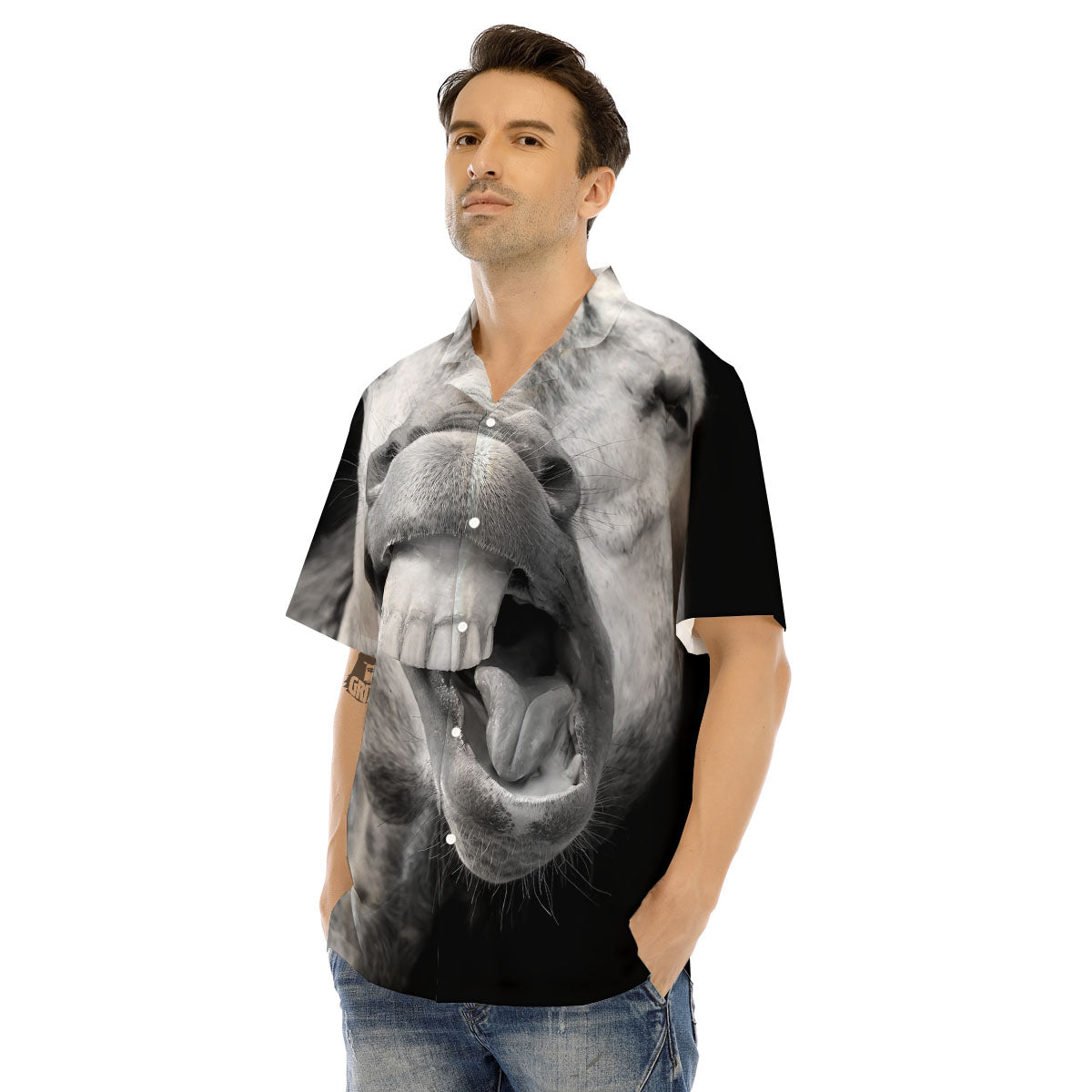 Crazy Donkey White And Black Print Men's Hawaiian Shirt-grizzshop