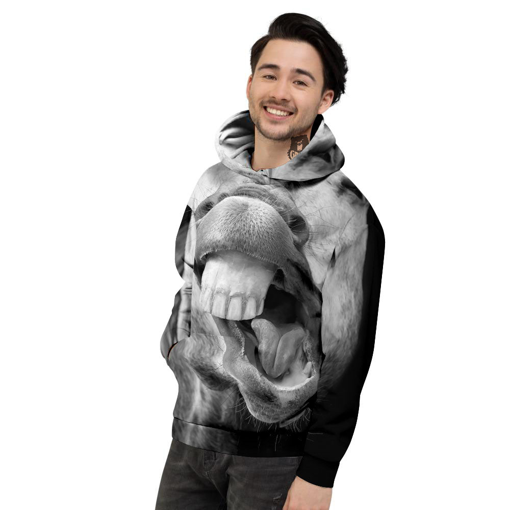 Crazy Donkey White And Black Print Men's Hoodie-grizzshop