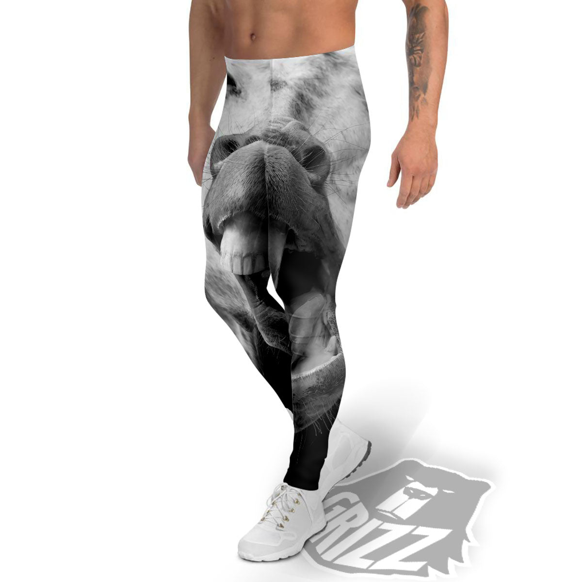 Crazy Donkey White And Black Print Men's Leggings-grizzshop