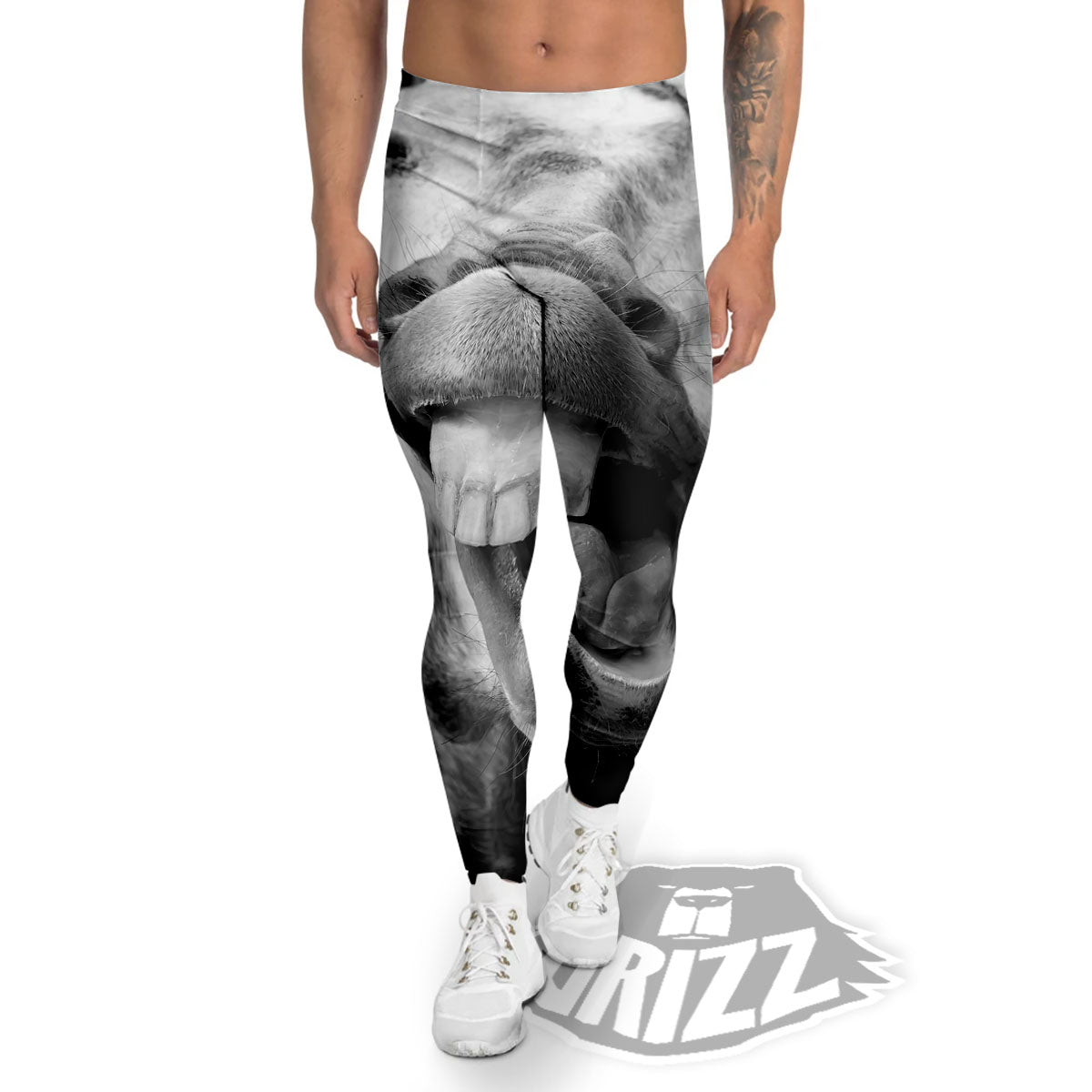 Crazy Donkey White And Black Print Men's Leggings-grizzshop