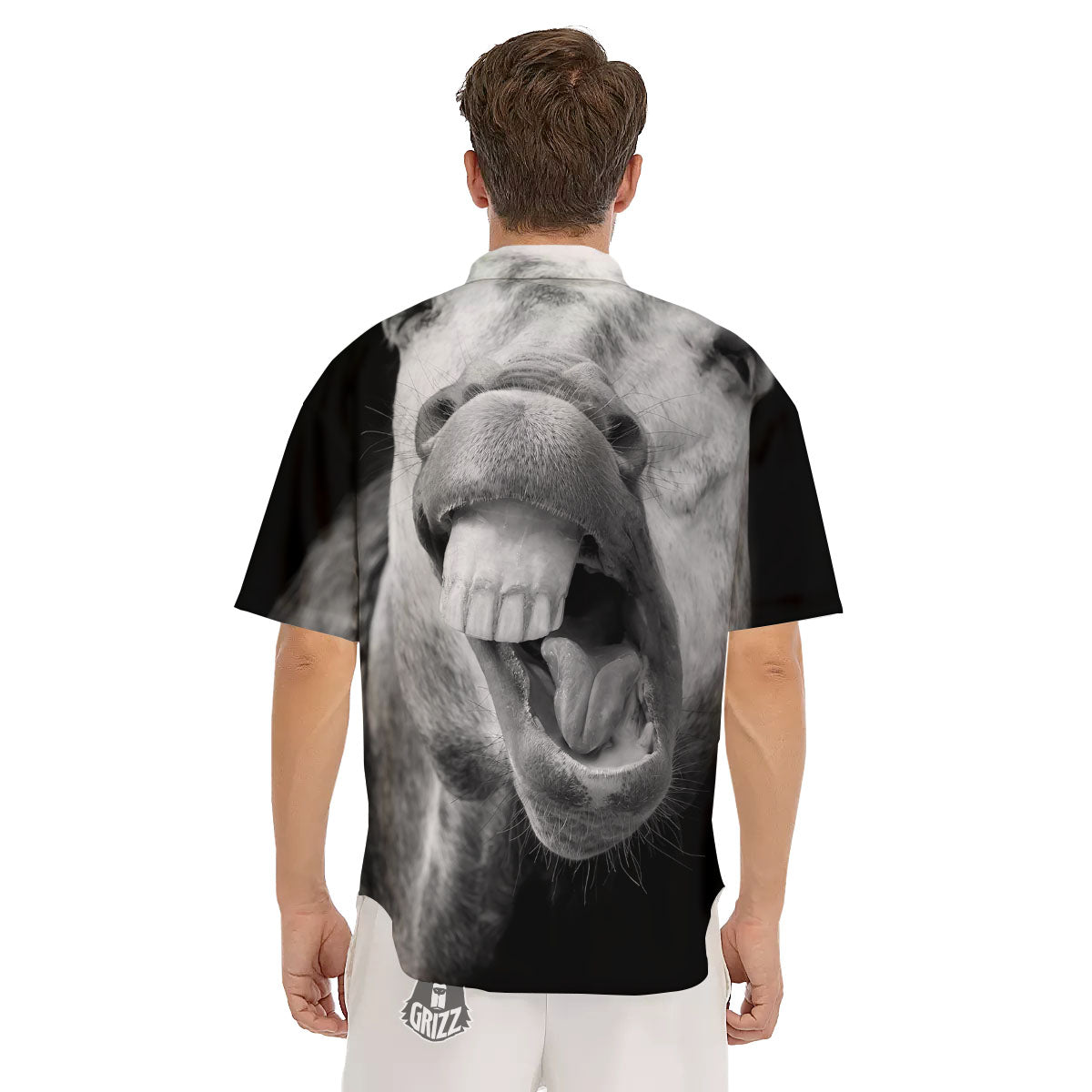 Crazy Donkey White And Black Print Men's Short Sleeve Shirts-grizzshop