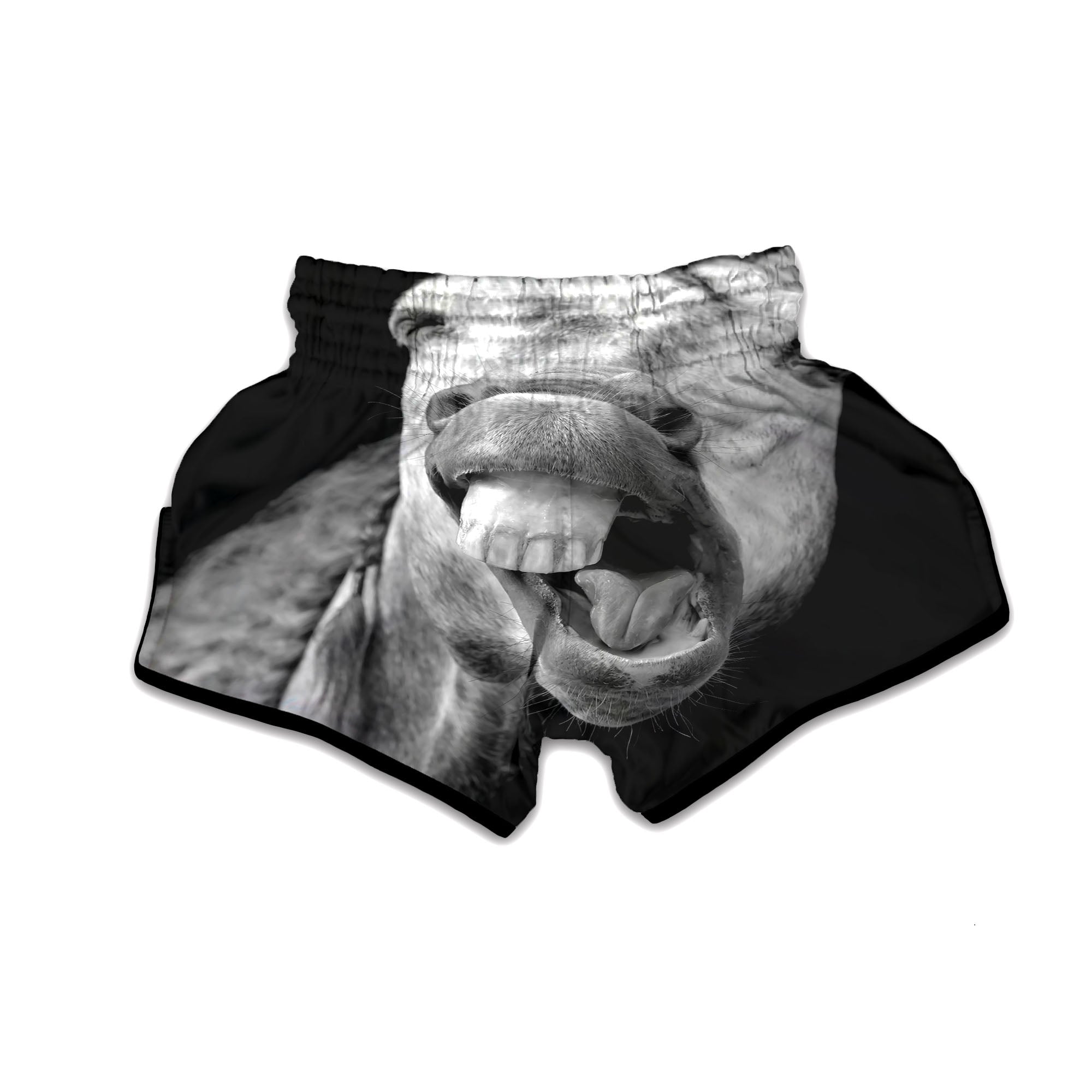 Crazy Donkey White And Black Print Muay Thai Boxing Shorts-grizzshop