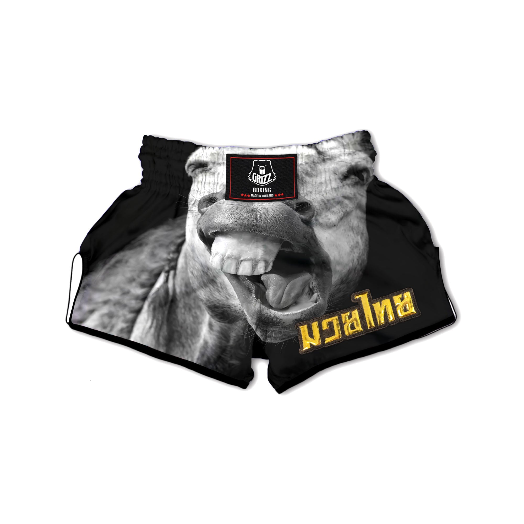 Crazy Donkey White And Black Print Muay Thai Boxing Shorts-grizzshop