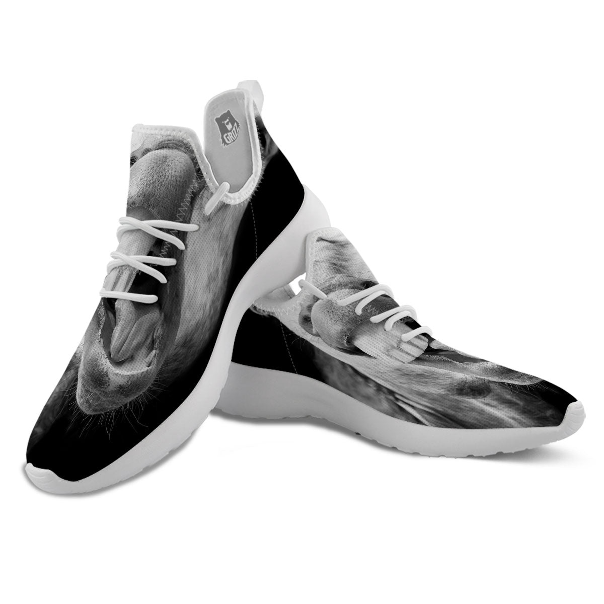 Crazy Donkey White And Black Print White Athletic Shoes-grizzshop