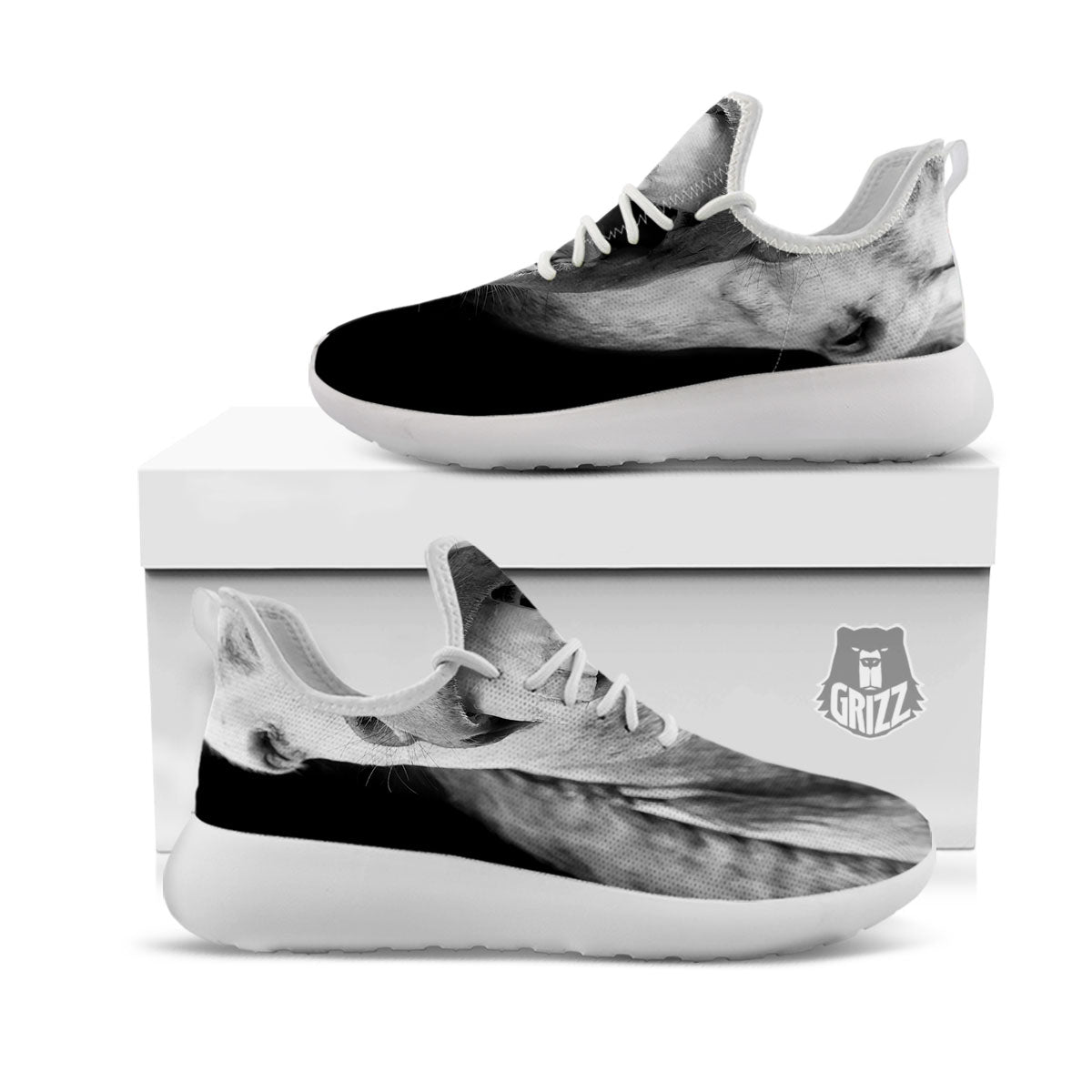 Crazy Donkey White And Black Print White Athletic Shoes-grizzshop