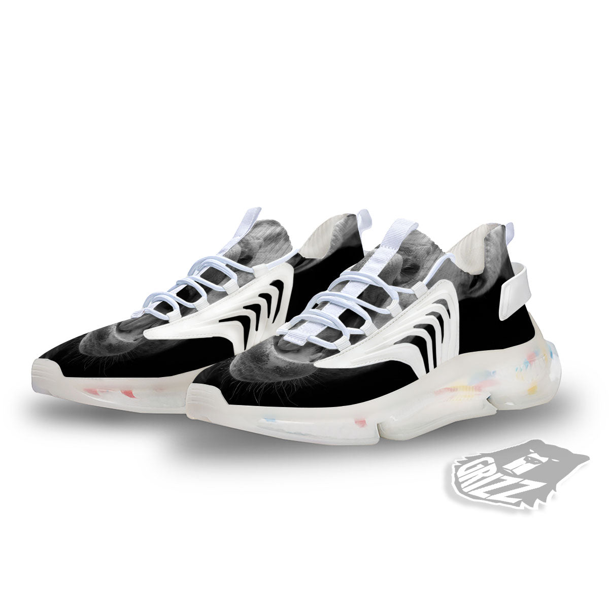 Crazy Donkey White And Black Print White Gym Shoes-grizzshop